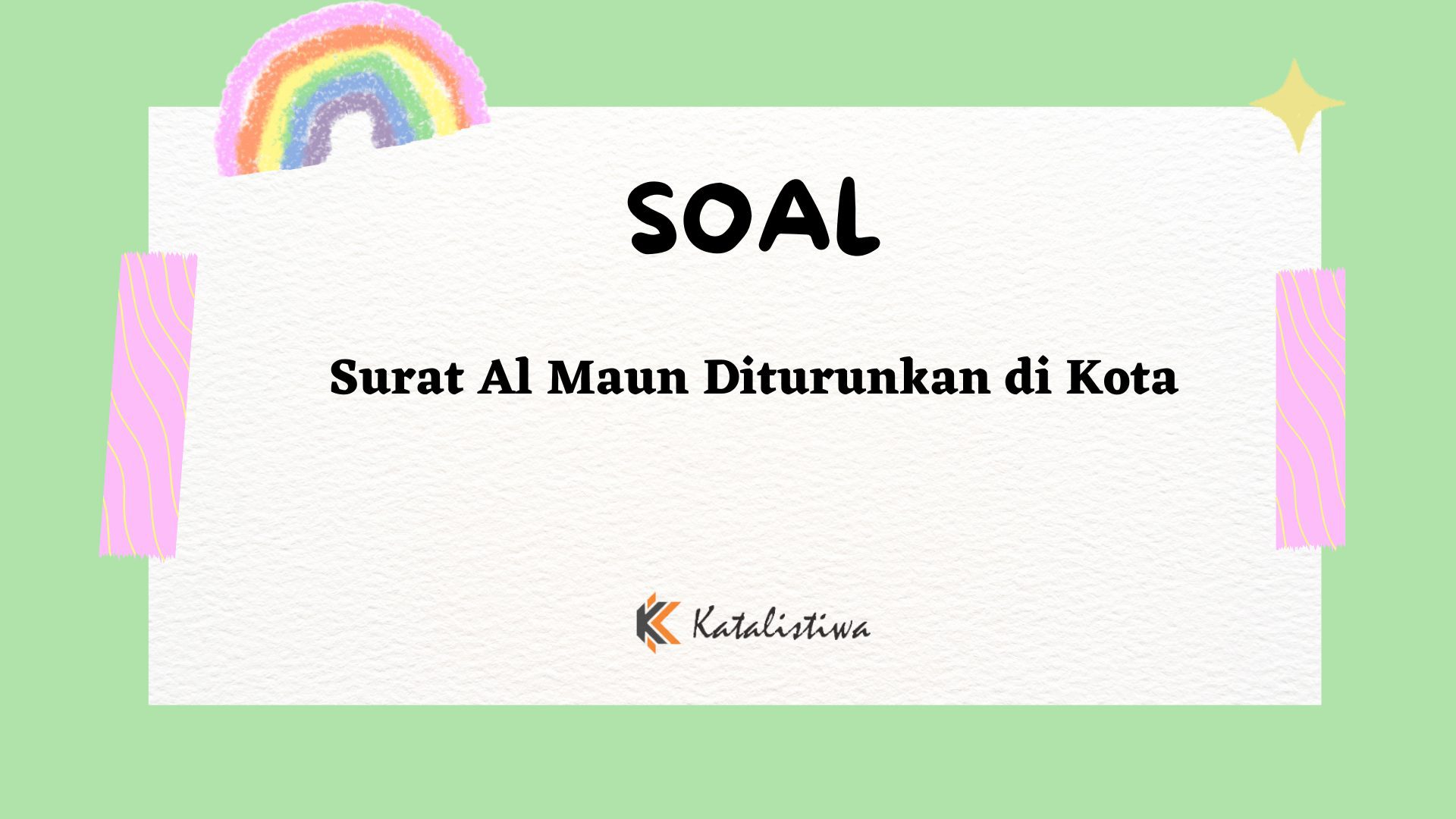 Surat Al Maun Diturunkan di Kota