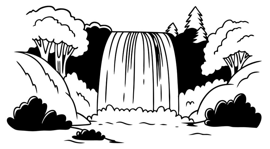 cara Menggambar Pemandangan Air Terjun Menggunakan Pensil