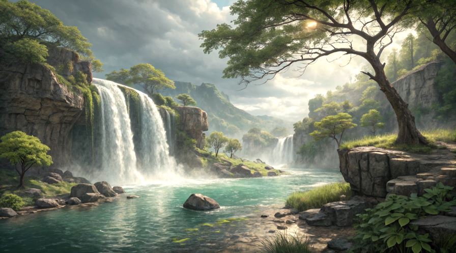 4 Cara Menggambar Pemandangan Air Terjun